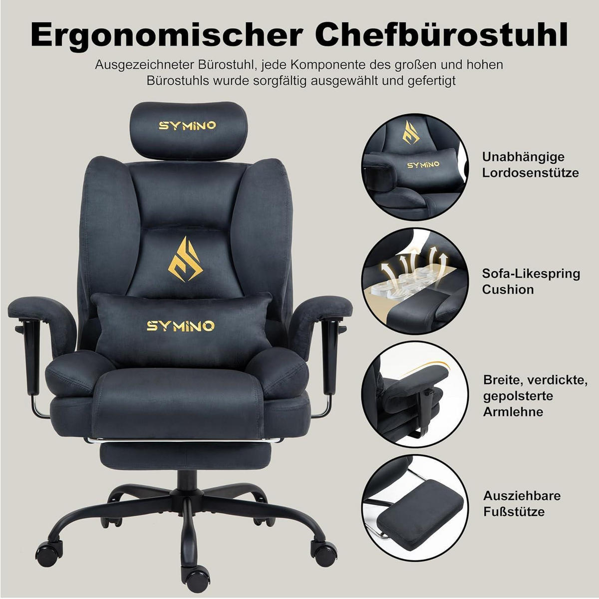GAMING Stuhl mit Fußstütze Wildlederimitat Grau - Grau, Kunststoff (57/124/54cm)