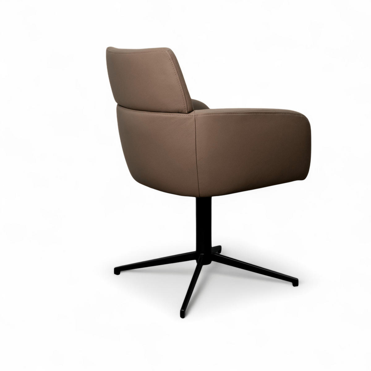 STUHL-SET 2 Stück in Echtleder Taupe - Taupe/Schwarz, Leder/Metall (58/83/58cm) - Furnhouse