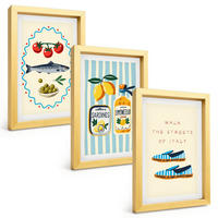BILDER SET 3er Set - 20x30 cm Goldrahmen - Italienische Aromen und Lifestyle-Bilder - Goldfarben, Kunststoff (20/30cm) - TULUP