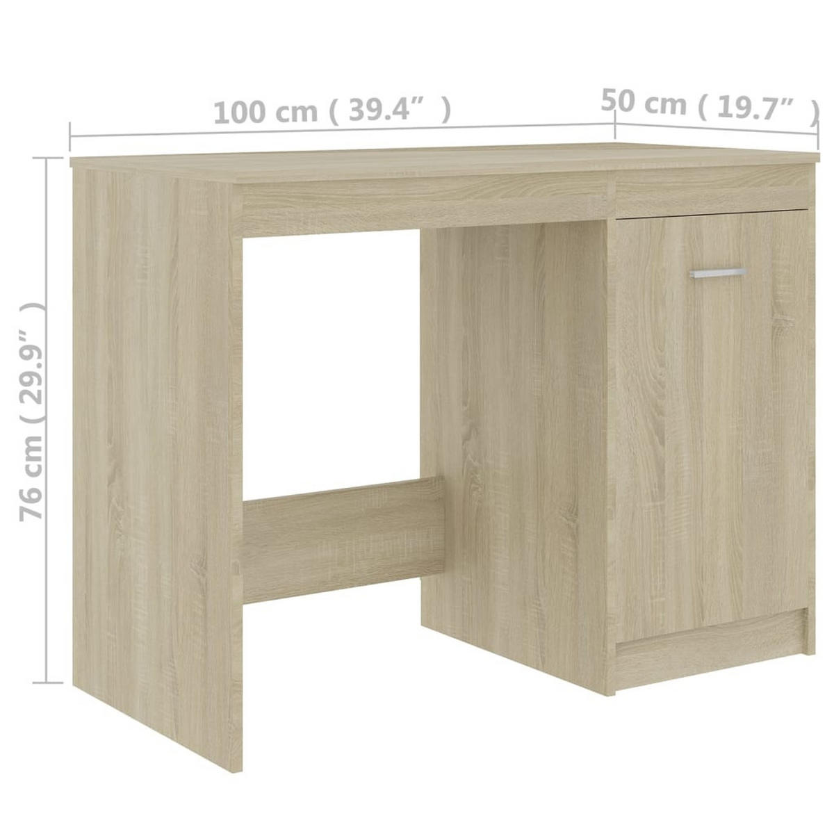 SCHREIBTISCH Modern mit 1 Schublade, 1 Tür 100/50/76 cm aus Holzwerkstoff Sonoma-Eiche Dekor - Beige/Sonoma Eiche, Holz (50/100/76cm) - vidaXL