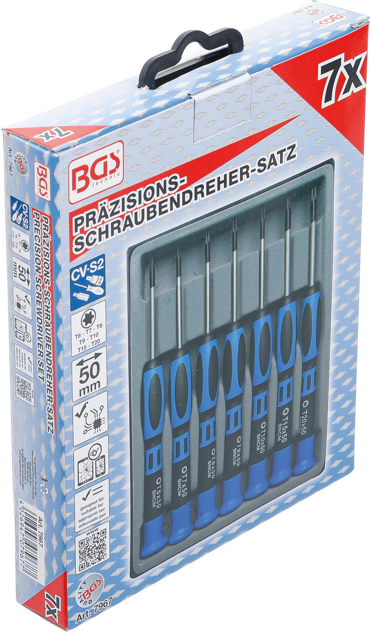 PRÄZISIONS-SCHRAUBENDREHER-SATZ | T-PROFIL (FÜR TORX) | 7-TLG. - Multicolor, Kunststoff/Metall (1/1cm) - BGS technic
