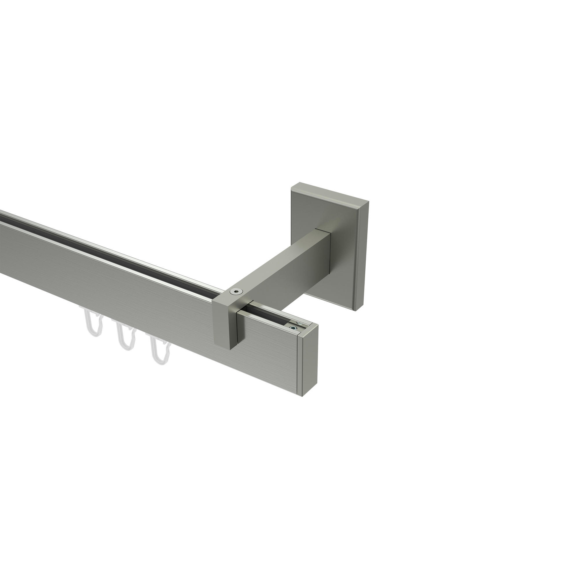 INNENLAUF-GARDINENSTANGEN-SET Smartline Paxo 400 cm (geteilt in 2 x 200 cm), 1-läufig, 14x35 mm Edelstahl-Optik - Edelstahlfarben, Metall (400cm) - INTERDECO