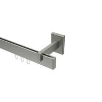 INNENLAUF-GARDINENSTANGEN-SET Smartline Paxo 100 cm, 1-läufig, 14x35 mm Edelstahl-Optik - Edelstahlfarben, Metall (100cm) - INTERDECO