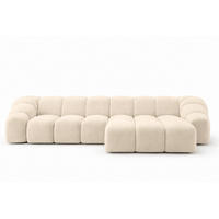 ECKSOFA Modulare L-Form, Veloursstoff Bluvel, Creme, Rechts, CROISSANT L - Creme, Holz (305/190cm) - Kaiser Möbel