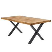 ESSTISCH - Metall / Massivholz - Eichefarben/Schwarz, Holz/Metall (100/200/76cm) - home24