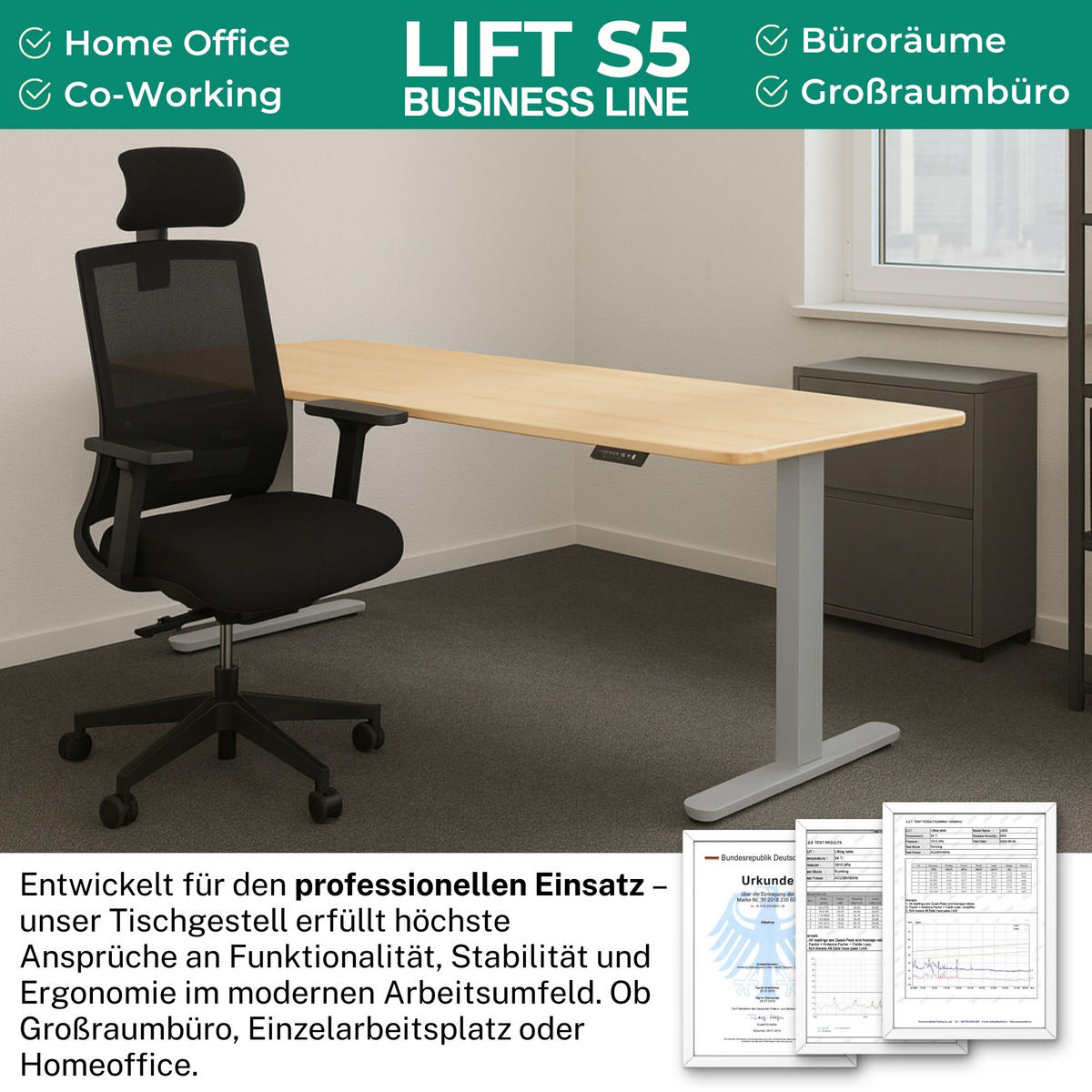 TISCHGESTELL HÖHENVERSTELLBAR LIFT S5 weiss - Weiß, Metall (68/180/118cm) - Albatros