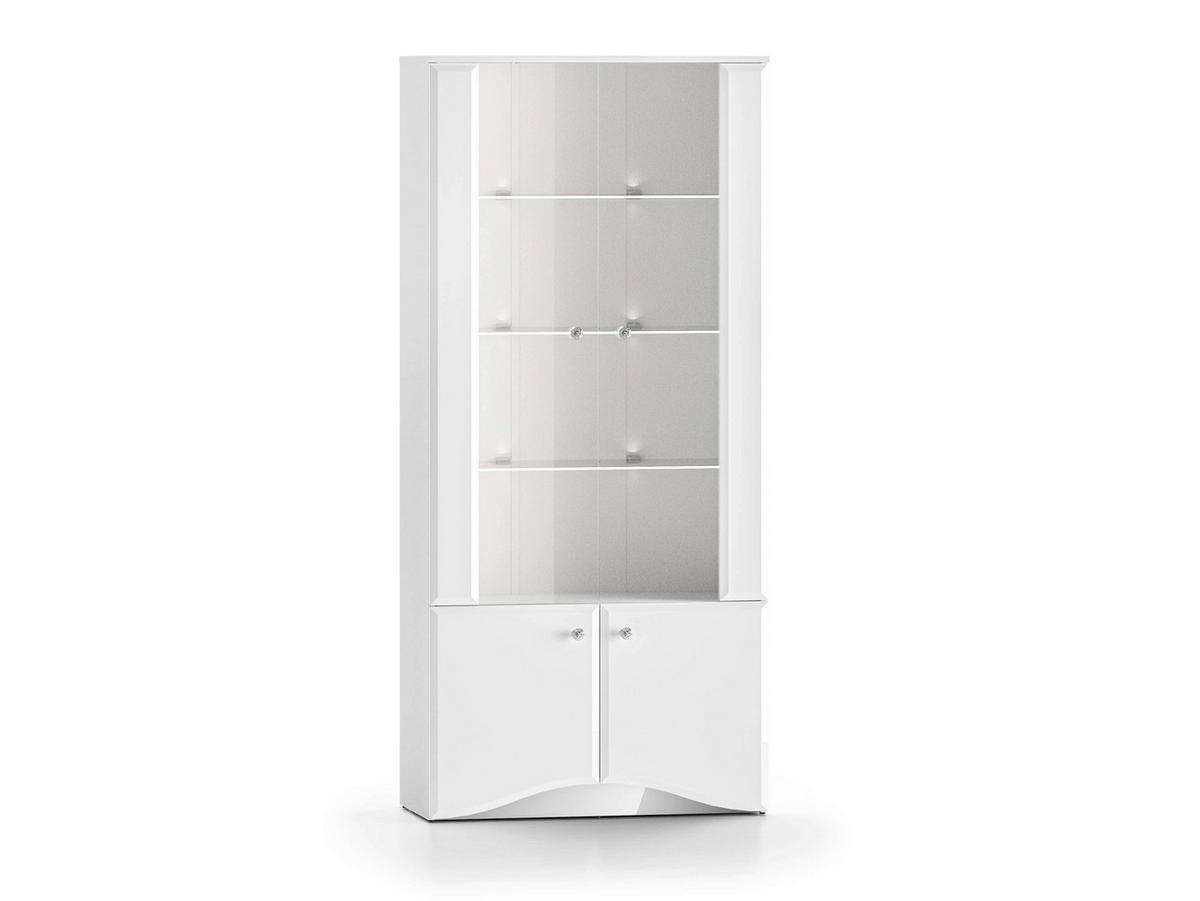 WOHNZIMMER Set 3-tlg. – Glamour - Weiß Hochglanz, Holzwerkstoff (87/190/41cm) - hi-markt