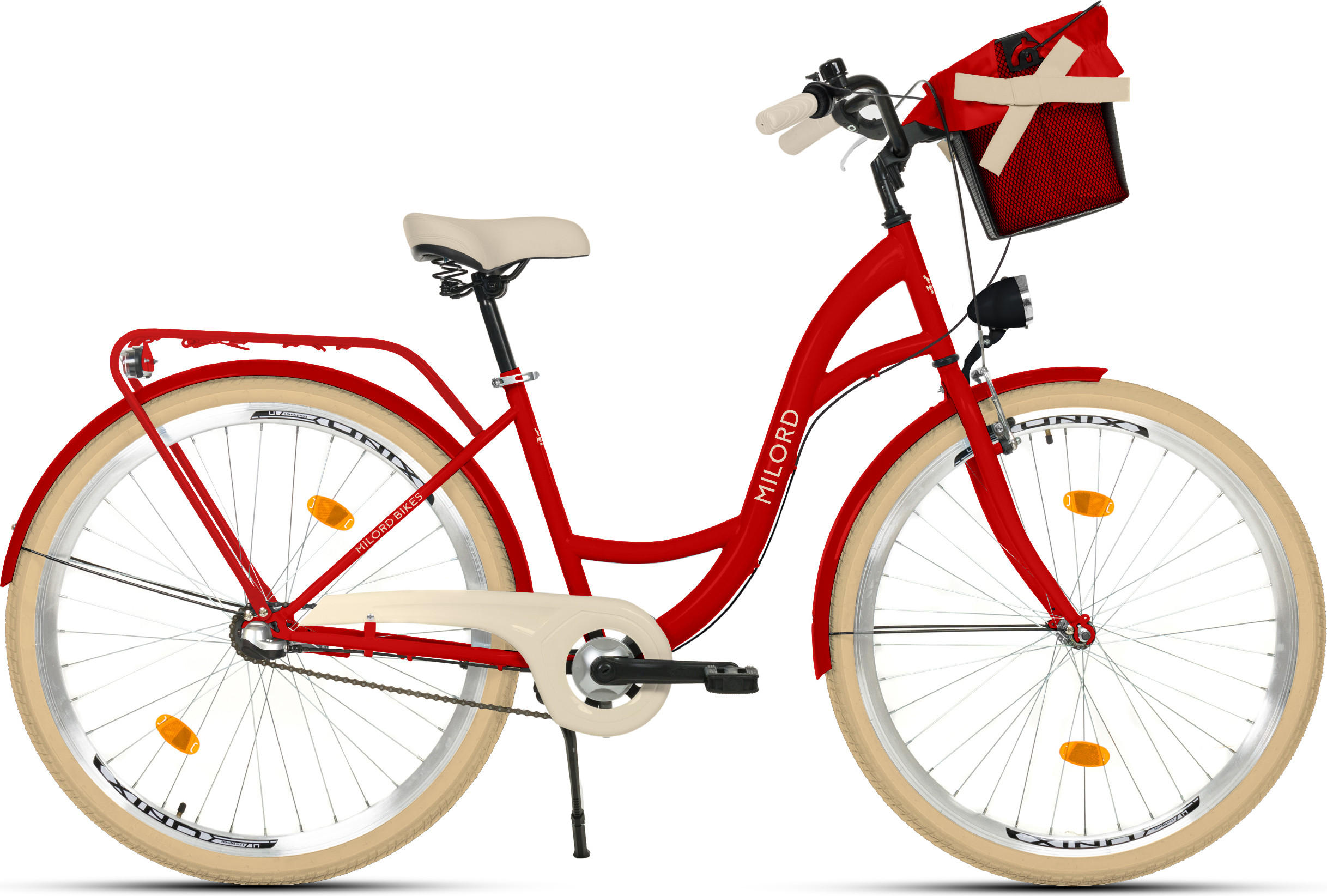 CITY-FAHRRAD Milord mit Metallkorb, 26 Zoll, Rot, 3-Gang - Rot, Metall (46cm) - Milordbikes