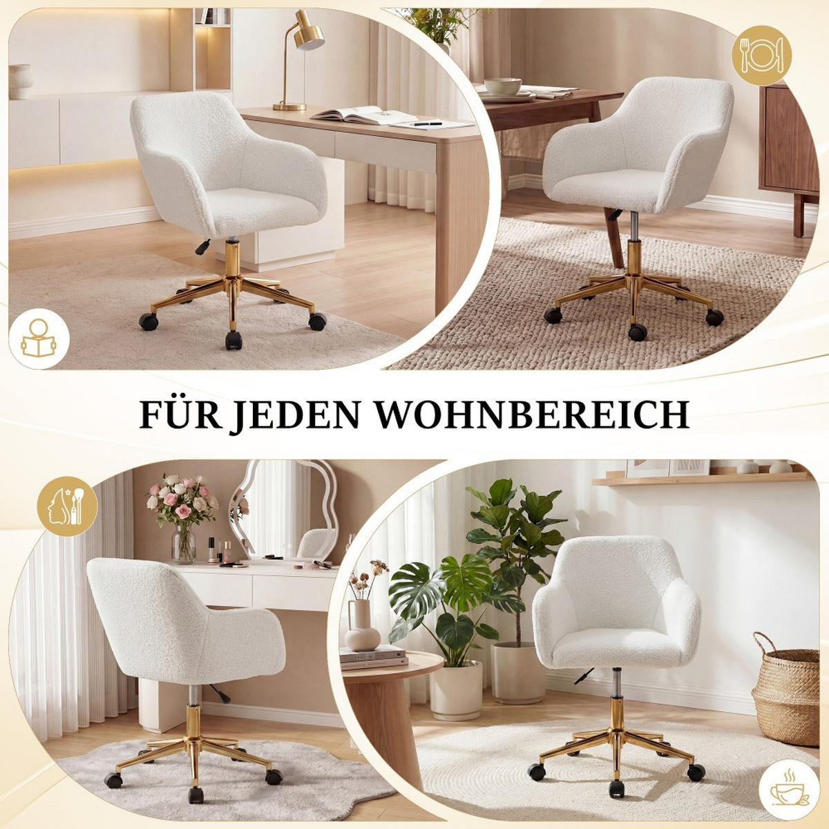 DREHSTUHL 360° drehbar Weiß - Weiß, Naturmaterialien (58/86/58cm)