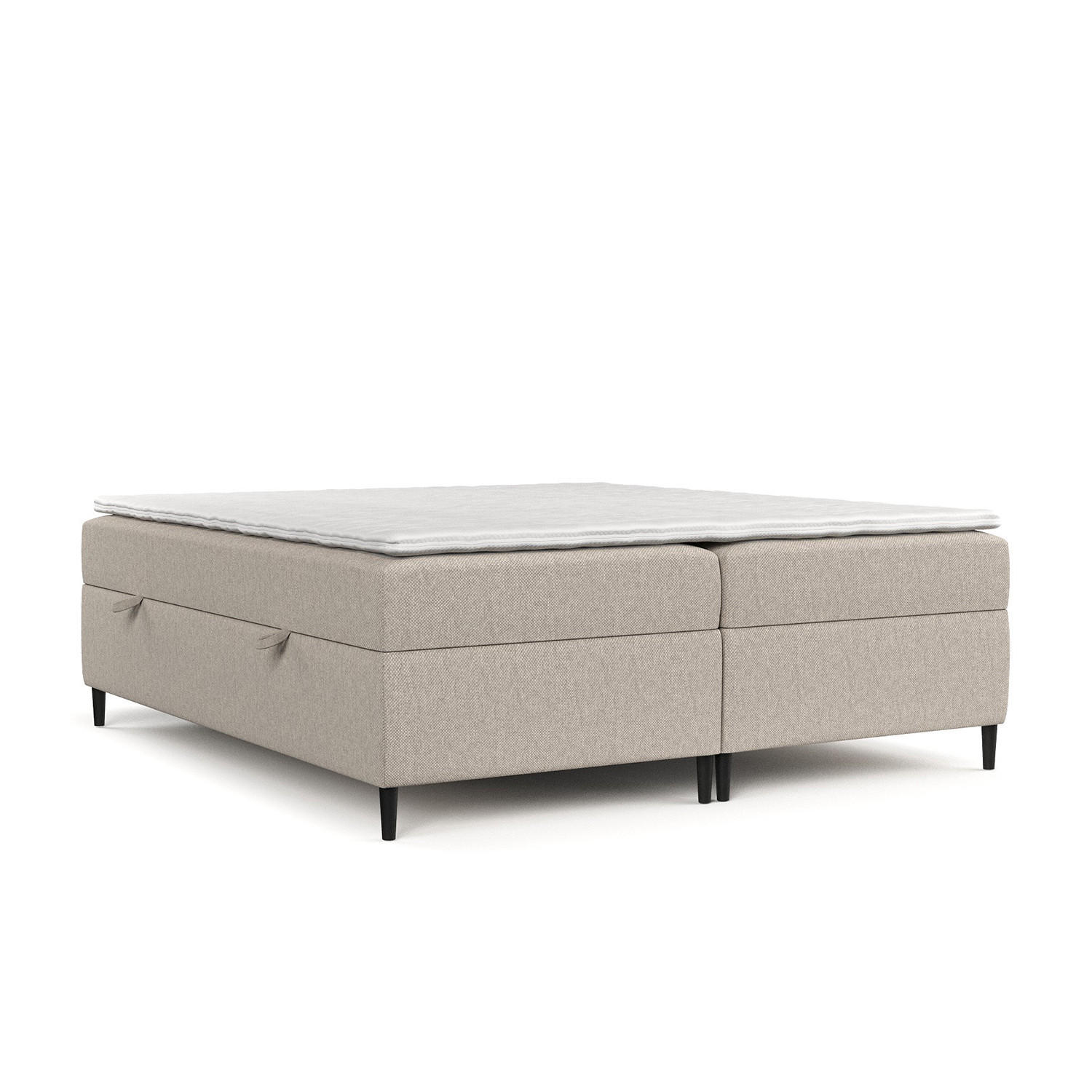 BOXBETT Theo 160/200 cm Hellbeige im Megan Stoff - Sandfarben/Schwarz, Holz/Holzwerkstoff (160/200cm) - AltaBeds