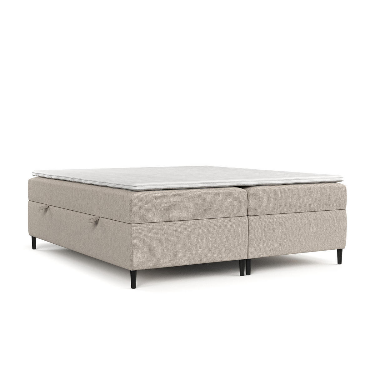 BOXBETT Theo 160/200 cm Hellbeige im Megan Stoff - Sandfarben/Schwarz, Holz/Holzwerkstoff (160/200cm) - AltaBeds