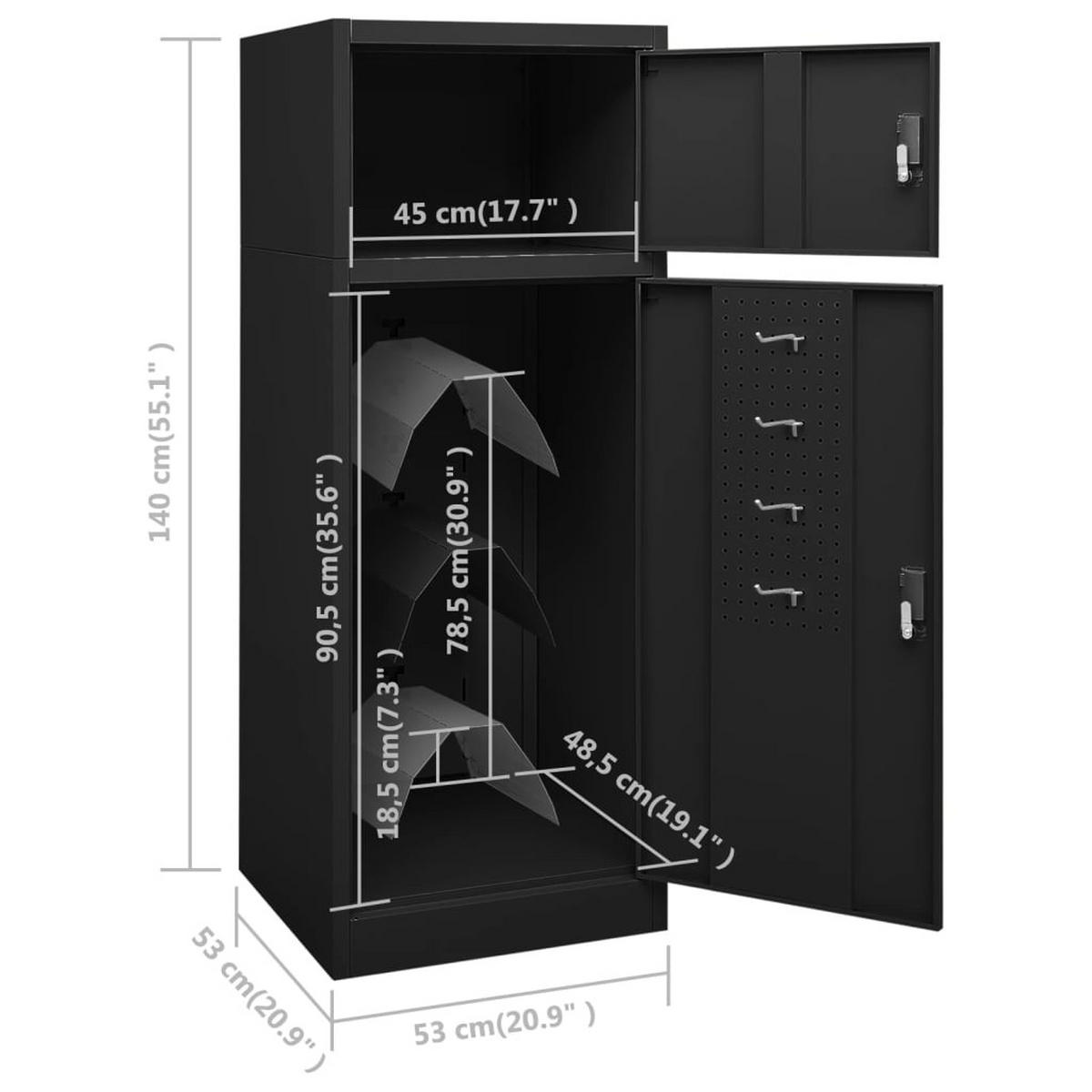 SATTELSCHRANK Schwarz 53/53/140 Cm Stahl - Schwarz, Metall (53/140/53cm) - vidaXL