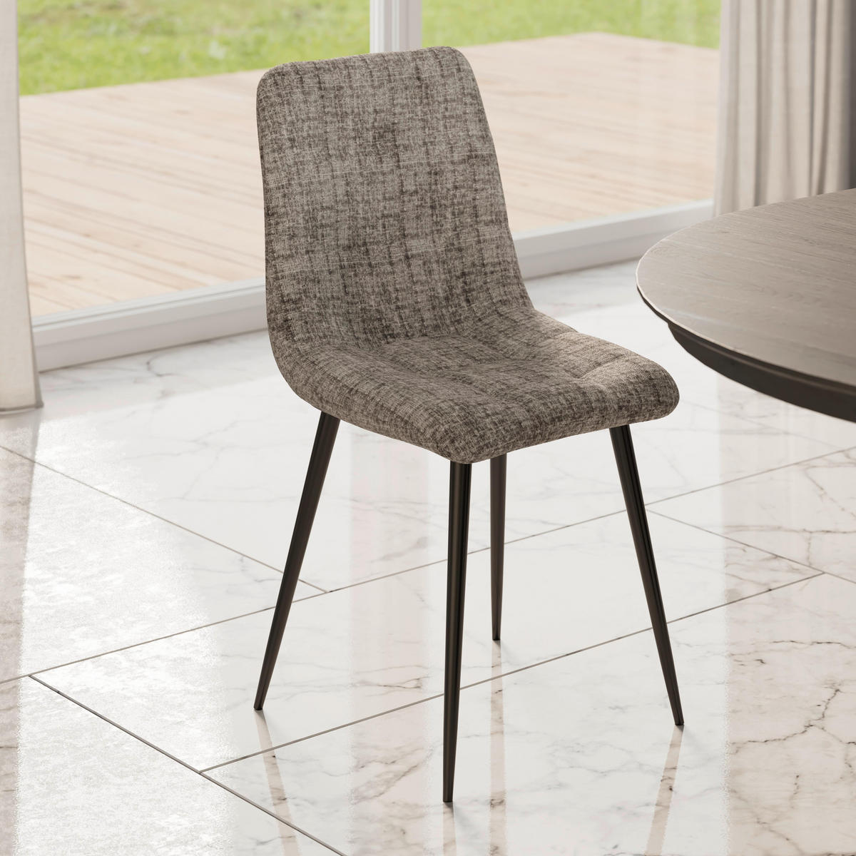 STUHL Mino Hellgrau Webstoff Gepolstert - Hellgrau, Holz (46/88/54cm) - Bessagi Home