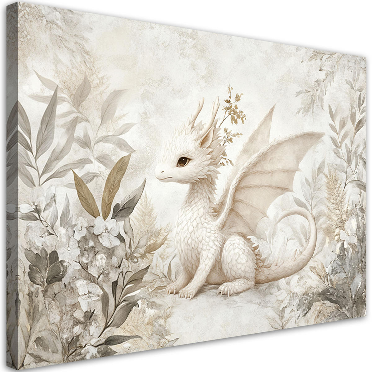 WANDBILD für kinder kleine drachenblumenpflanzen - Beige, Textil (60/40cm) - Feeby