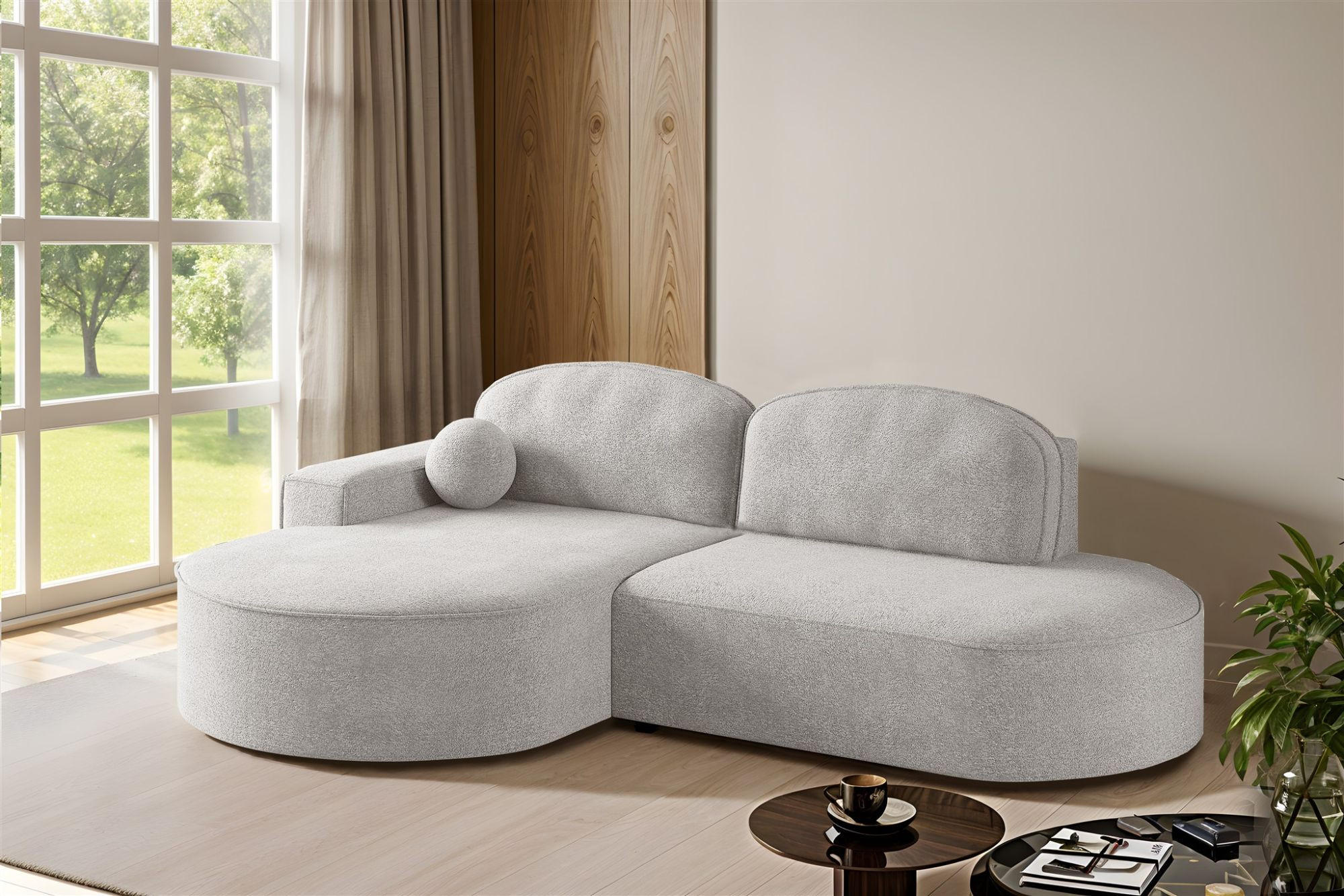 ECKSOFA Girona Mit Schlaffunktion - Hellgrau, Holzwerkstoff/Textil (278/179cm) - Fun Möbel