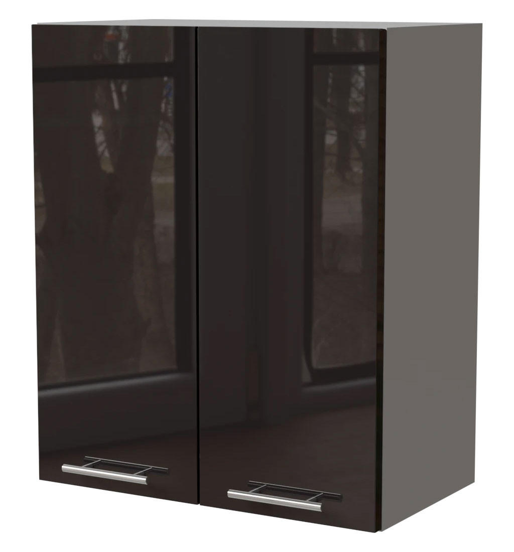 Feldmann-Wohnen Küchenhängeschrank Schwarz Hochglanz, Grau 60x72x32.5 cm