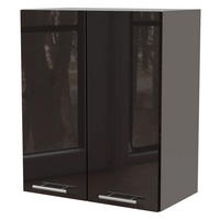 KÜCHENHÄNGESCHRANK Essen W3/60 Schwarz Hochglanz / Grau Matt 60 / 32,5 / 72cm - Schwarz Hochglanz/Schwarz, Holz/Holzwerkstoff (60/72/32.5cm) - Feldmann-Wohnen