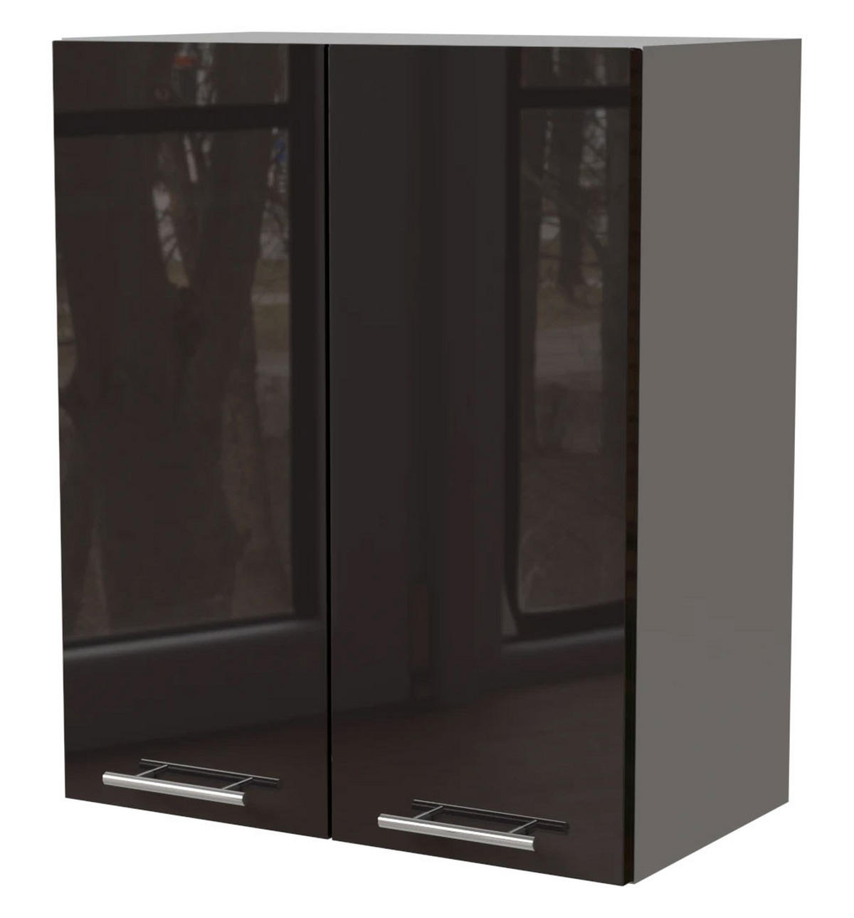 KÜCHENHÄNGESCHRANK Essen W3/60 Schwarz Hochglanz / Grau Matt 60 / 32,5 / 72cm - Schwarz Hochglanz/Schwarz, Holz/Holzwerkstoff (60/72/32.5cm) - Feldmann-Wohnen