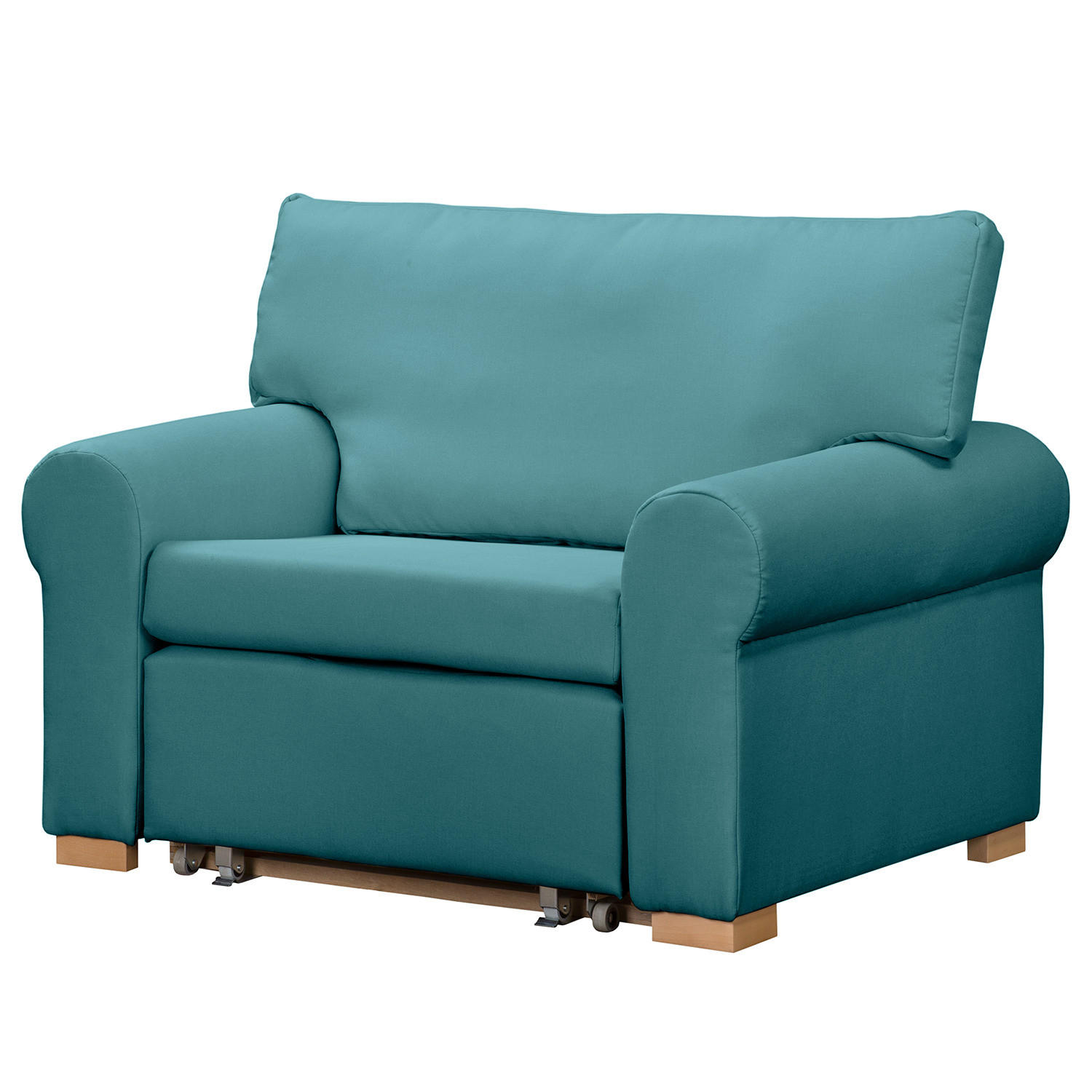 SCHLAFSOFA mit Husse - Türkis/Buchefarben, Buchenholz/Textil (125/90/90cm) - home24