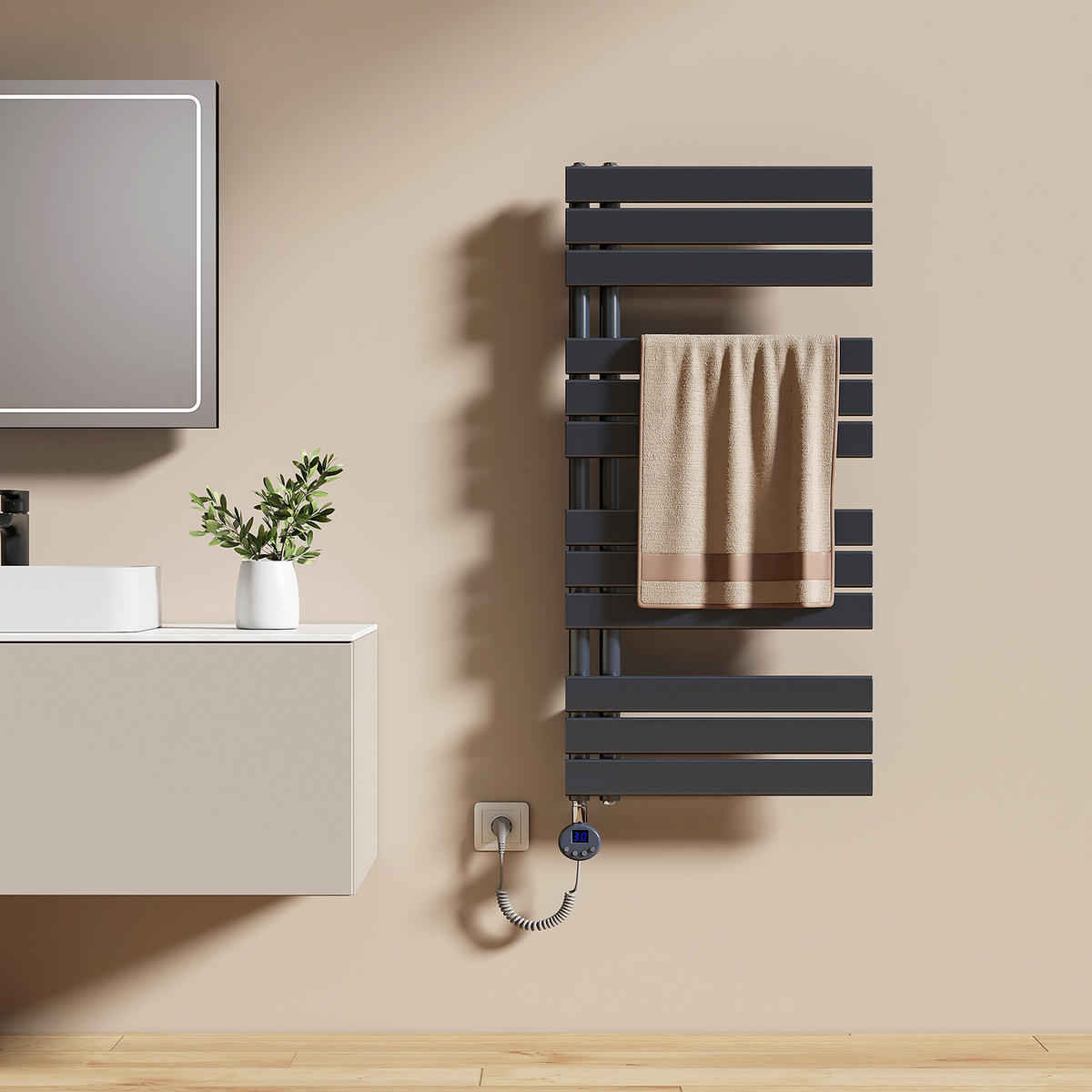 HEIZKÖRPER Elektrisch WLAN Thermostat Anthrazit 100/50 cm - Anthrazit, Metall (50/104.1/5.9cm) - EMKE