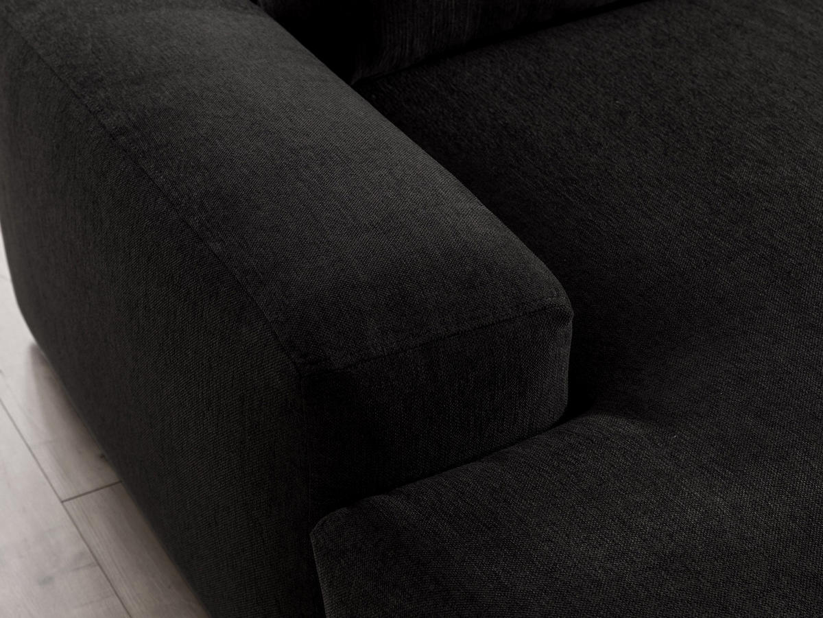 ECKSOFA Lennon aus Schwarz Strukturstoff mit Schlaffunktion und Bettkasten - Schwarz, Holz/Kunststoff (137/264cm) - S-Style