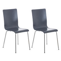 BESUCHERSTUHL 2er Set Tunis Holz Grau Konferenzstuhl Bürostuhl - Grau, Holz (43/87/47cm) - DELUKE