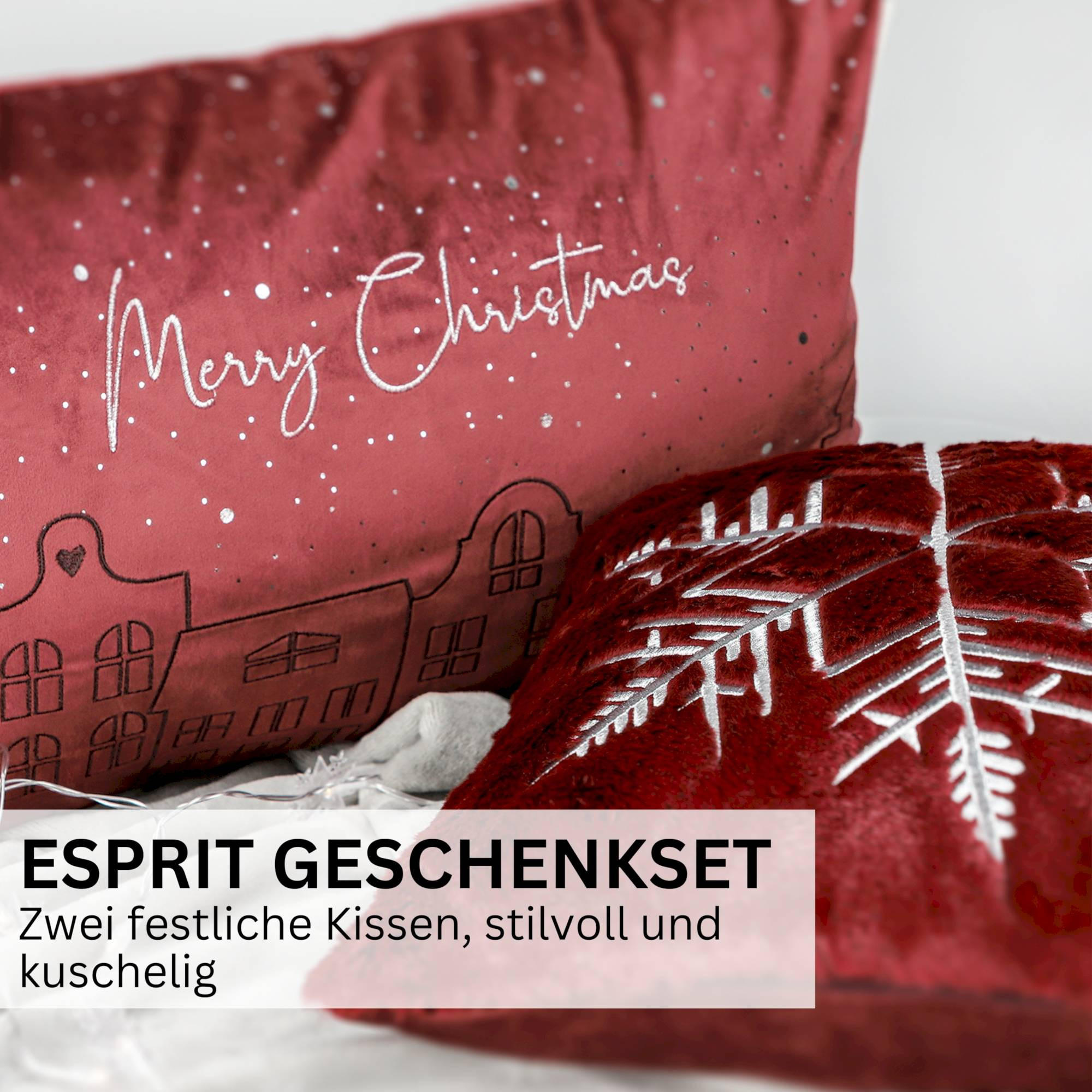 ZIERKISSENHÜLLE WEIHNACHTEN TOWN - Rot, Textil (60/40cm) - Esprit