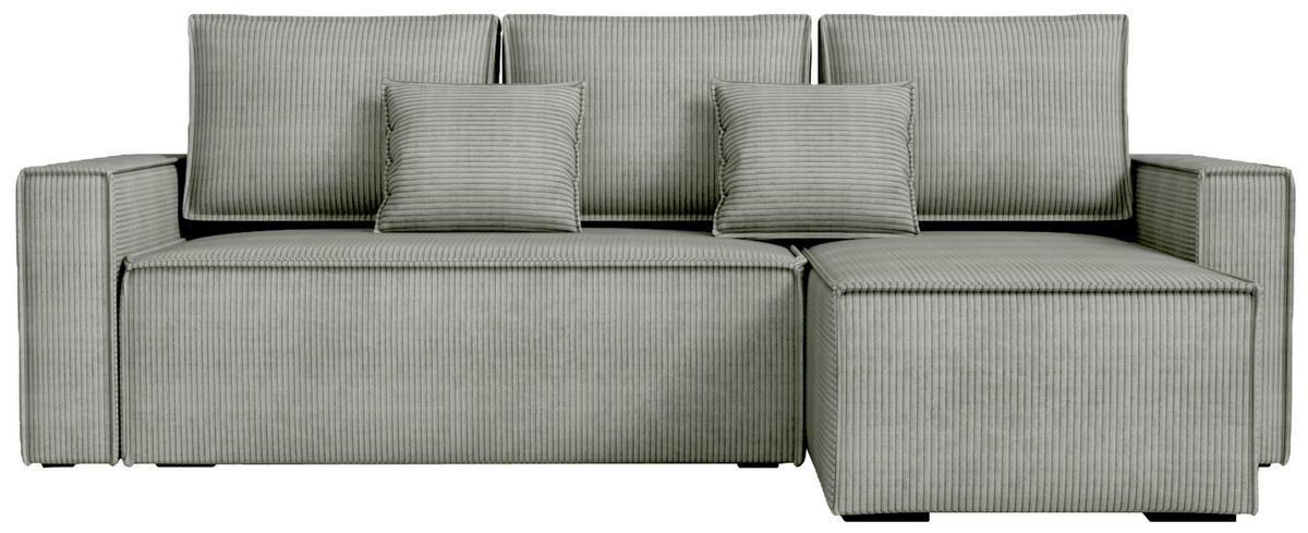 ECKSOFA Dexter mit Schlaffunktion Grau Cord - Hellgrau, Textil (238/141cm) - Bromarkt