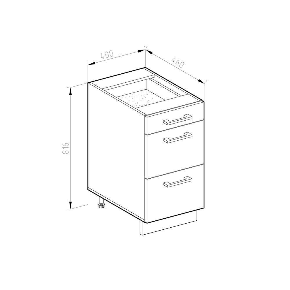 KÜCHENUNTERSCHRANK R-Line Anthrazit Hochglanz 40 cm mit Schubladen AP Anthrazit - Anthrazit/Weiß, Holzwerkstoff (40/81.6/60cm) - Vicco