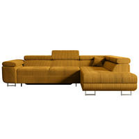 ECKSOFA mit Schlaffunktion und Bettkasten GUSA-L 272x202x107 cm Senfgelb Cord - Gelb/Silberfarben, Holzwerkstoff/Textil (272/202cm) - ALTDECOR