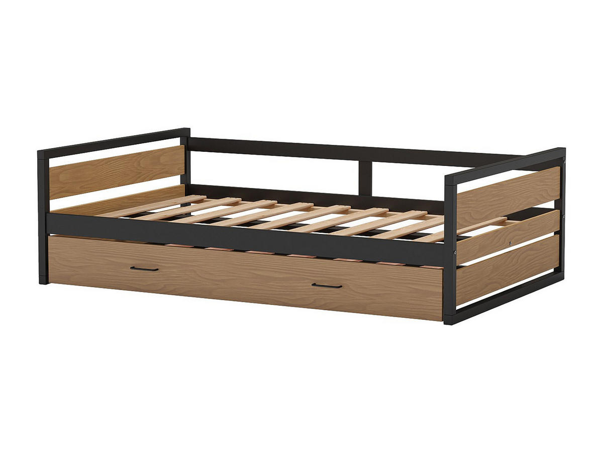 BETTRAHMEN - 1 Person - holz - naturfarben hell Boston - Naturfarben, Holz/Metall (120/200cm) - Vente-Unique