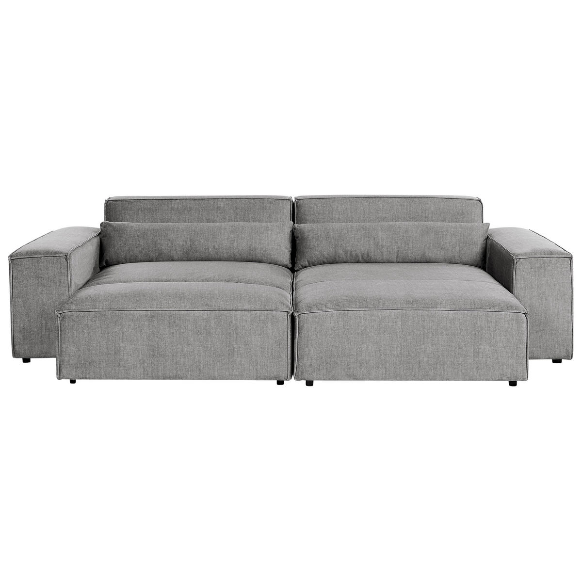 ROHOVÁ POHOVKA modul 3-místná levostranná Šedá Látka s otomanem Hellnar - šedá, textil (262/176cm) - Beliani