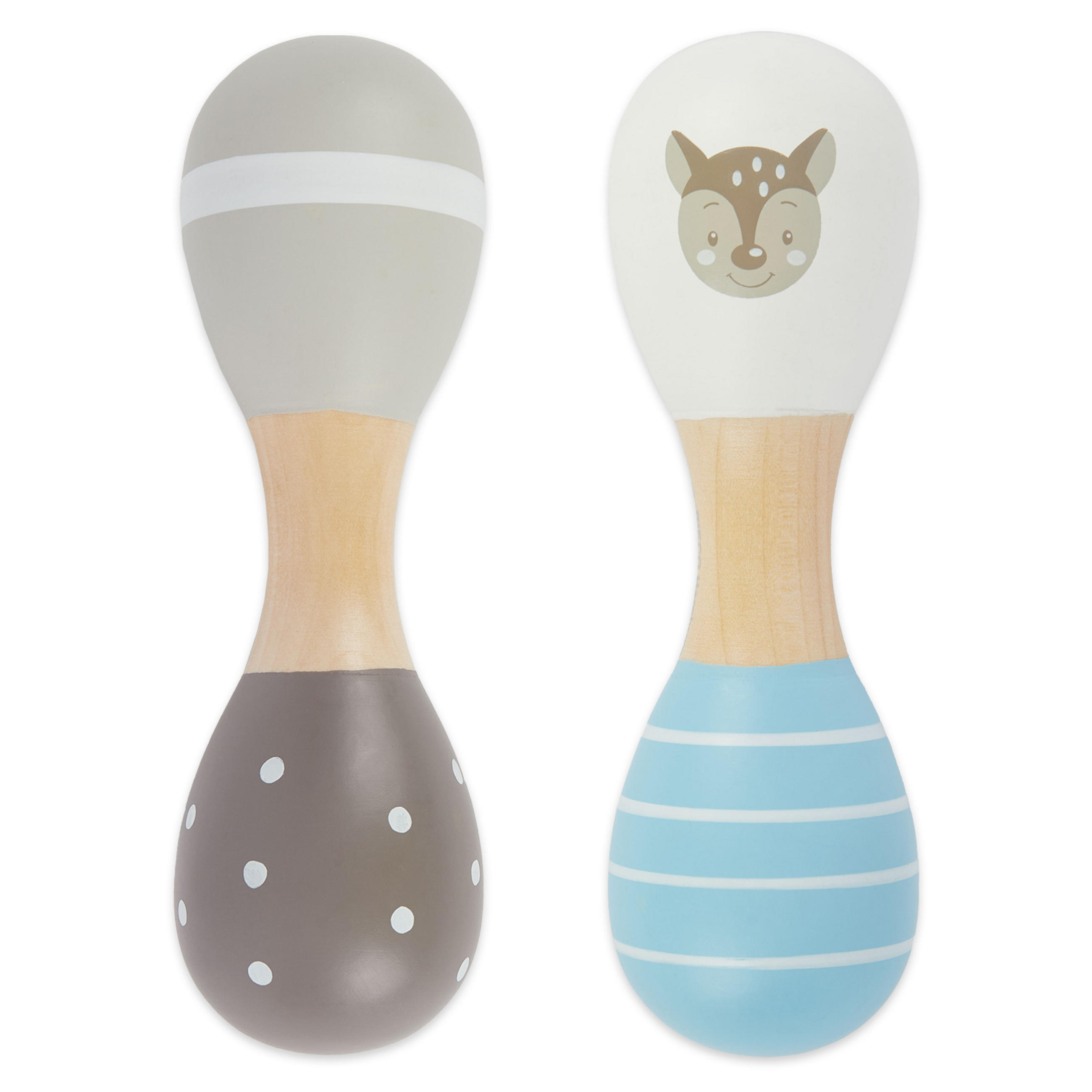 BABY-HOLZRASSEL Reh 2er Set, 19 cm - Multicolor, Holz (5/15cm) - Bieco Spielwaren