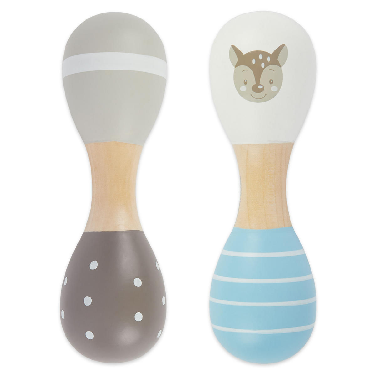 BABY-HOLZRASSEL Reh 2er Set, 19 cm - Multicolor, Holz (5/15cm) - Bieco Spielwaren