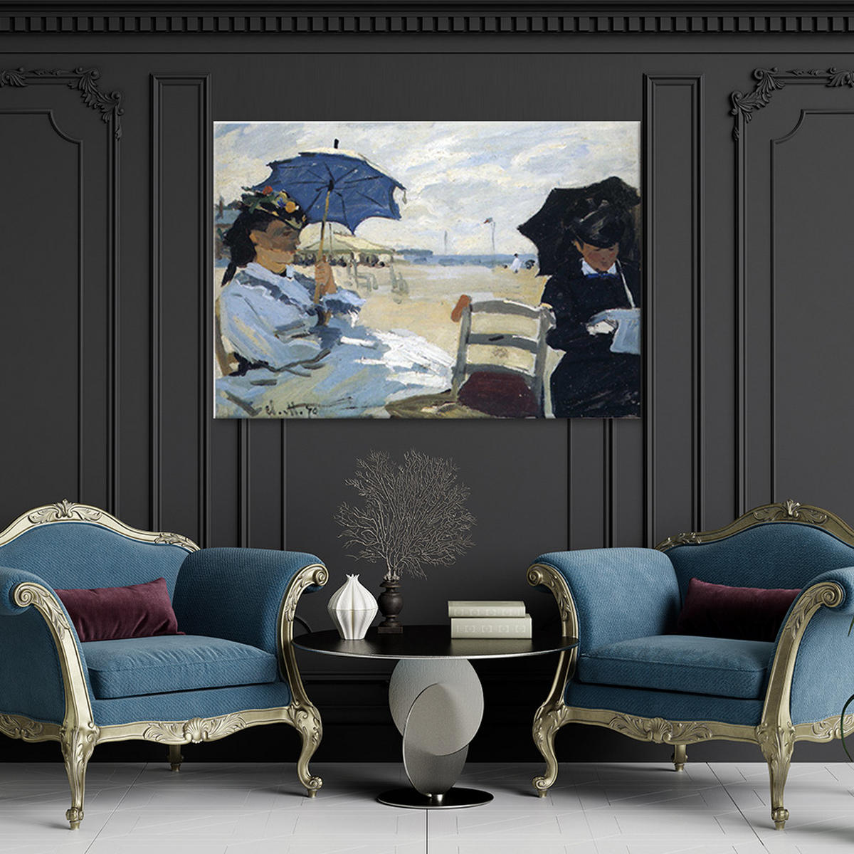 WANDBILD der strand von trouville claude monet - Multicolor, Textil (60/40cm) - Feeby