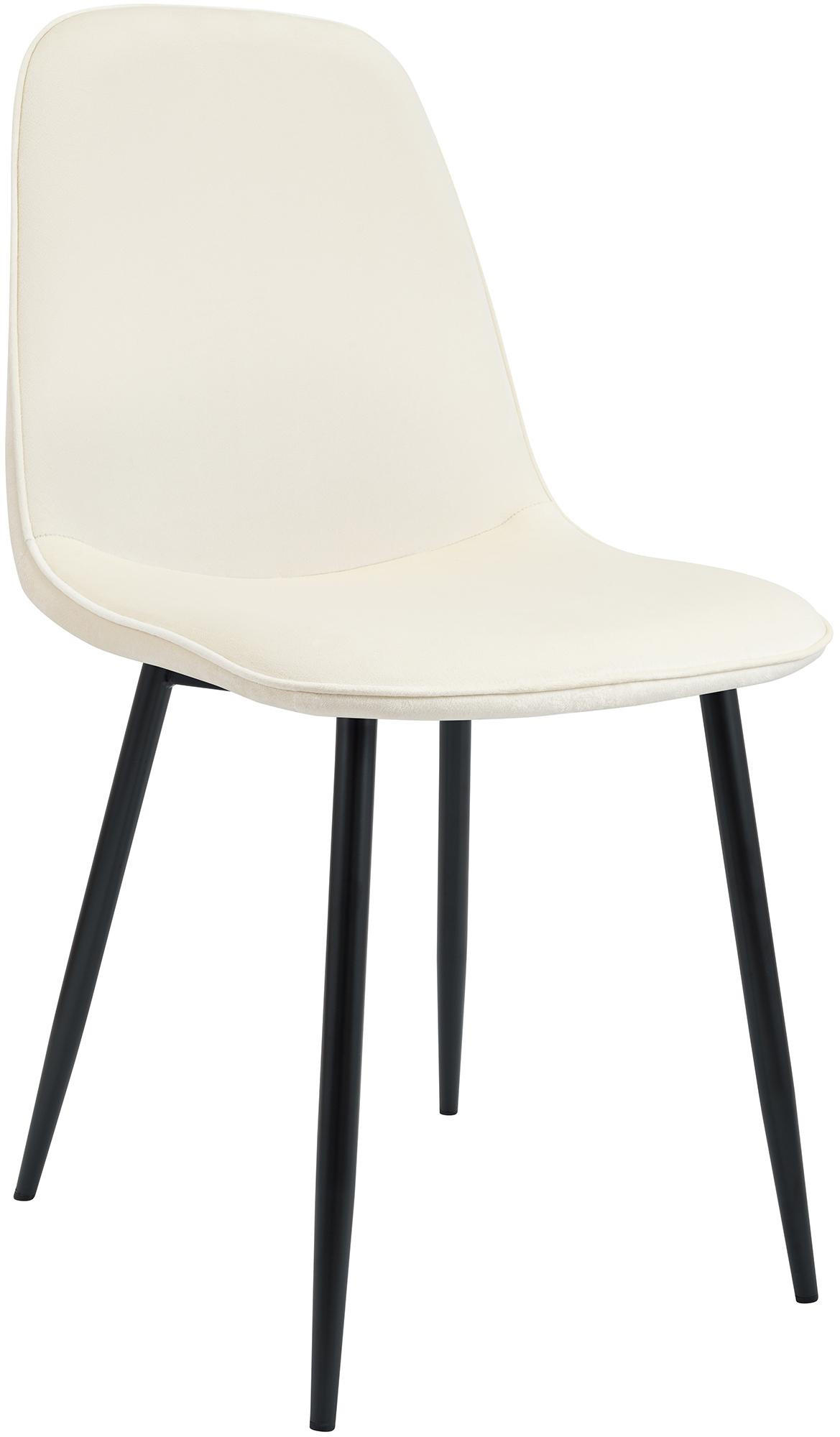 ESSZIMMERSTUHL Samt Creme - Creme/Schwarz, Textil/Metall (45/88/54cm) - CLP