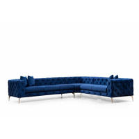 ECKSOFA mit großzügiger XXL Sitzfläche für die ganze Familie - Blau/Chromfarben, Holz/Textil (270/310cm) - myHomelando