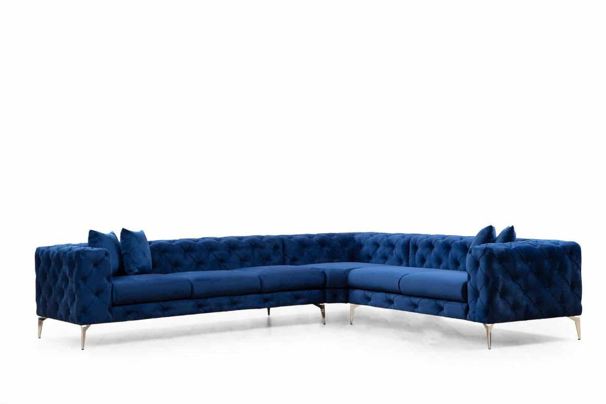 ECKSOFA mit großzügiger XXL Sitzfläche für die ganze Familie - Blau/Chromfarben, Holz/Textil (270/310cm) - myHomelando