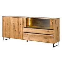 SIDEBOARD Wildeiche 200x43x87 natur geölt WIEN #221 - Braun, Holz (200/87/43cm) - Massivmoebel24