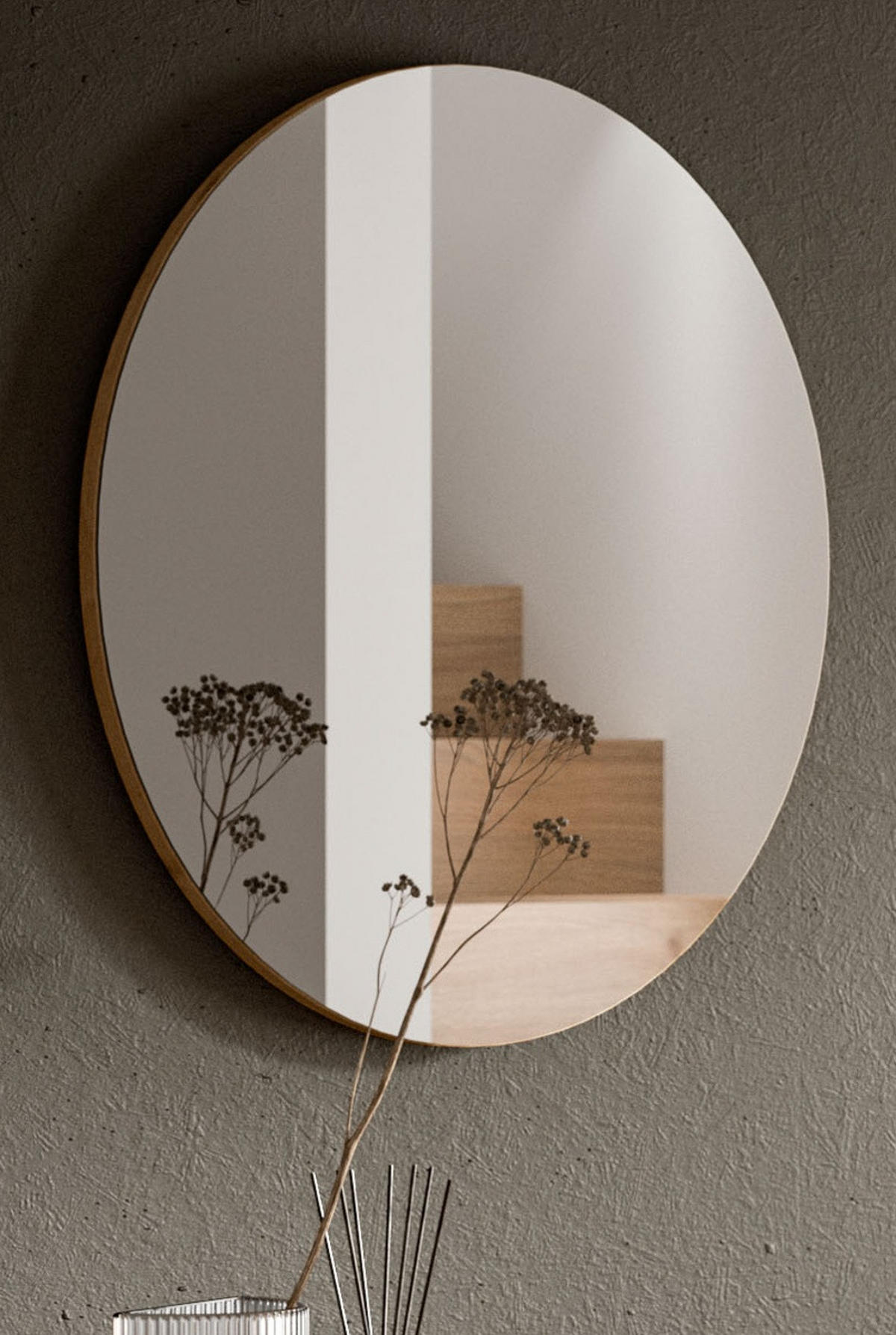 WANDSPIEGEL in Artisan Eiche rund Flurspiegel Ø 70 cm, Borga - Eiche Artisan, Glas/Holzwerkstoff (70/70/6cm) - Inn.Furn