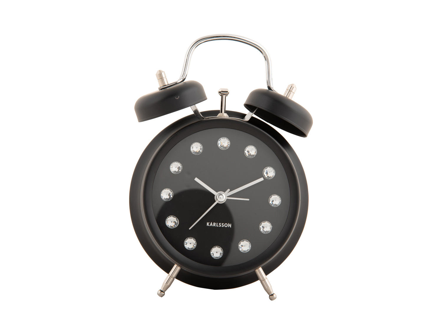 WECKER Glam Diamonds 11.8/11.8/17 cm - Schwarz, Metall (11.8/17/11.8cm) - Karlsson