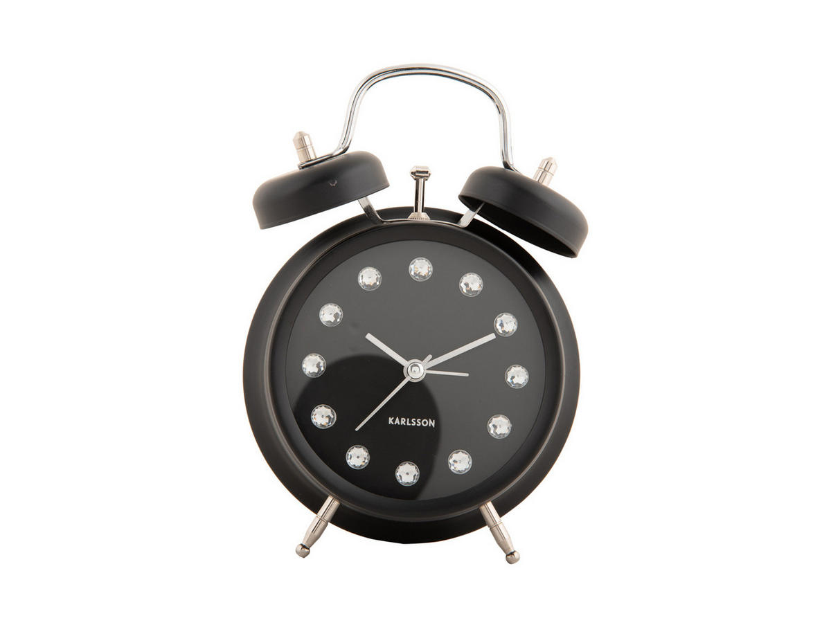 WECKER Glam Diamonds 11.8/11.8/17 cm - Schwarz, Metall (11.8/17/11.8cm) - Karlsson