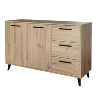 KOMMODE FIORA 140/86/41cm mit 3 Schubladen 2 Türen Eiche Artisan - Eiche Artisan, Holzwerkstoff (140/86/41cm) - MASSENO