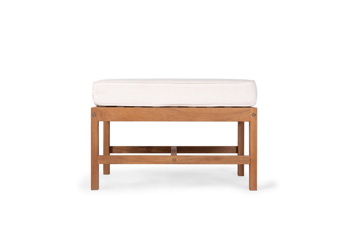 LOUNGEHOCKER - Akazie massiv / Polyester - Braun / Beige - Beige/Braun, Holz/Textil (60/60cm) - home24