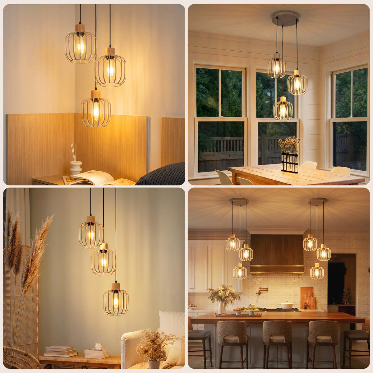 PENDELLEUCHTE Sythveth 25/18/145 cm - Grau, Holz/Metall (25/18/145cm) - ZMH
