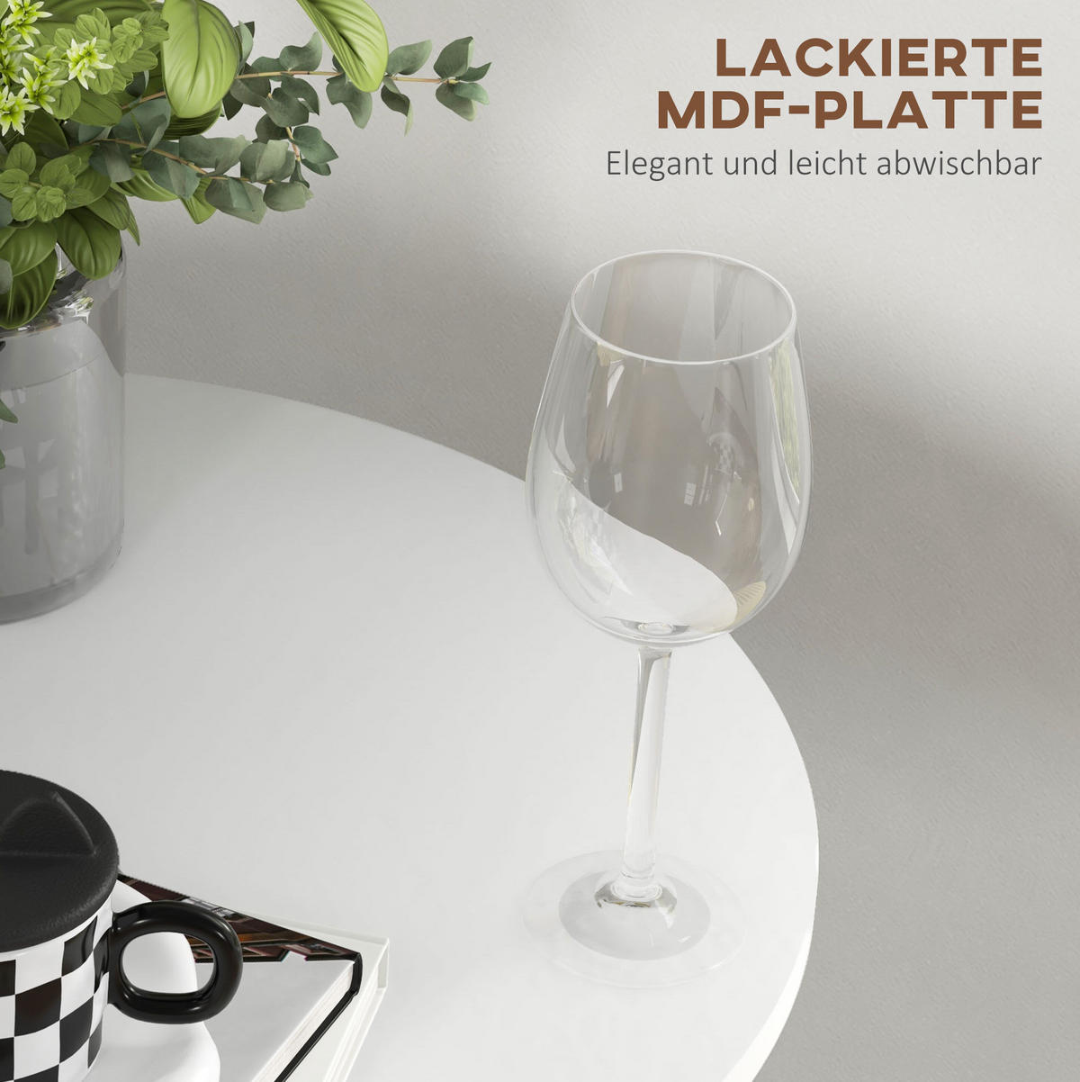 BARTISCH Ø60/102 cm in Weiß mit lackierter MDF-Platte und Stahlgestell - Weiß, Metall (60/60/102cm) - BEAOK