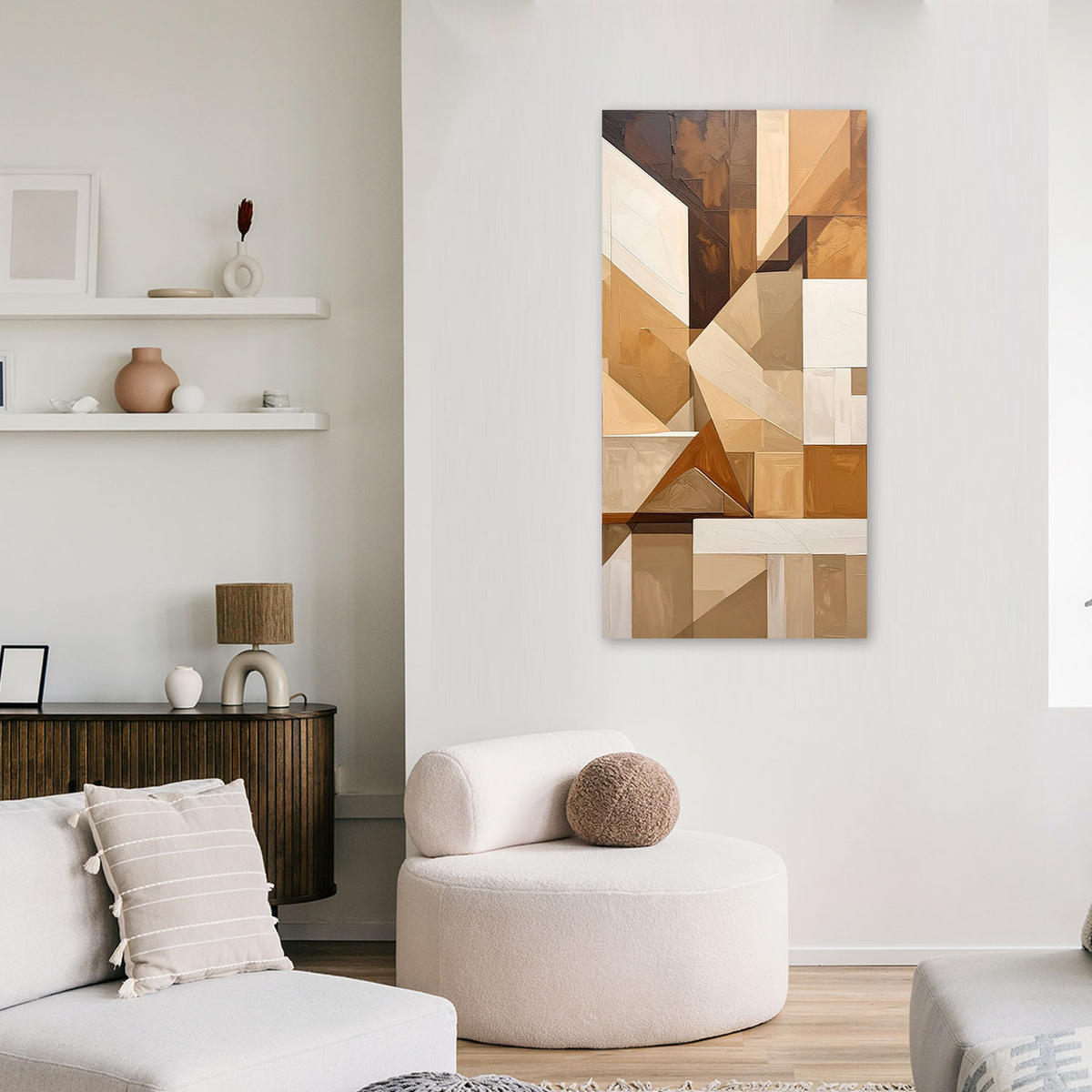 LEINWANDBILD 3D und geometrisch 40x80cm - Beige, Textil (40/80cm) - Feeby