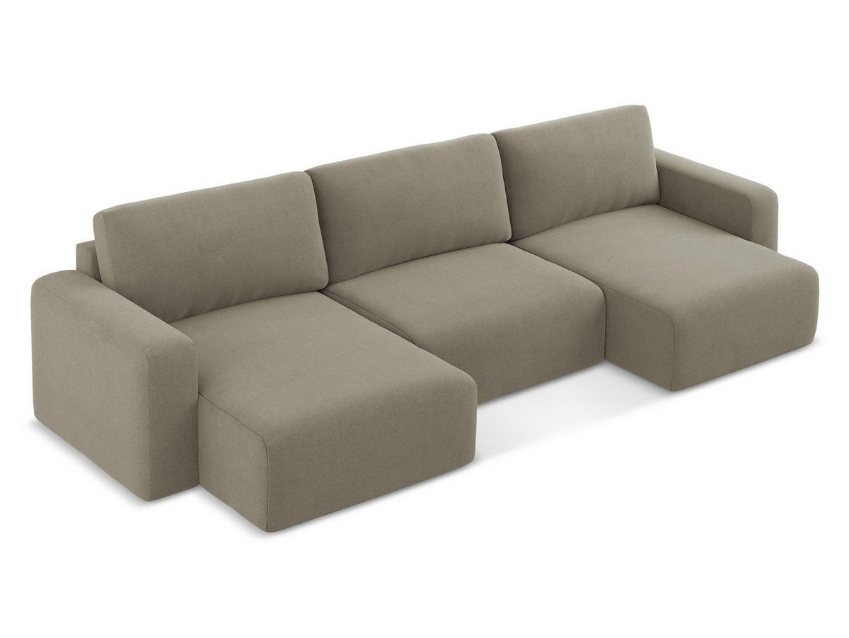 WOHNLANDSCHAFT Strukturstoff Stoff Beige - Beige/Schwarz, Kunststoff/Textil (332/79/149cm) - Makamii