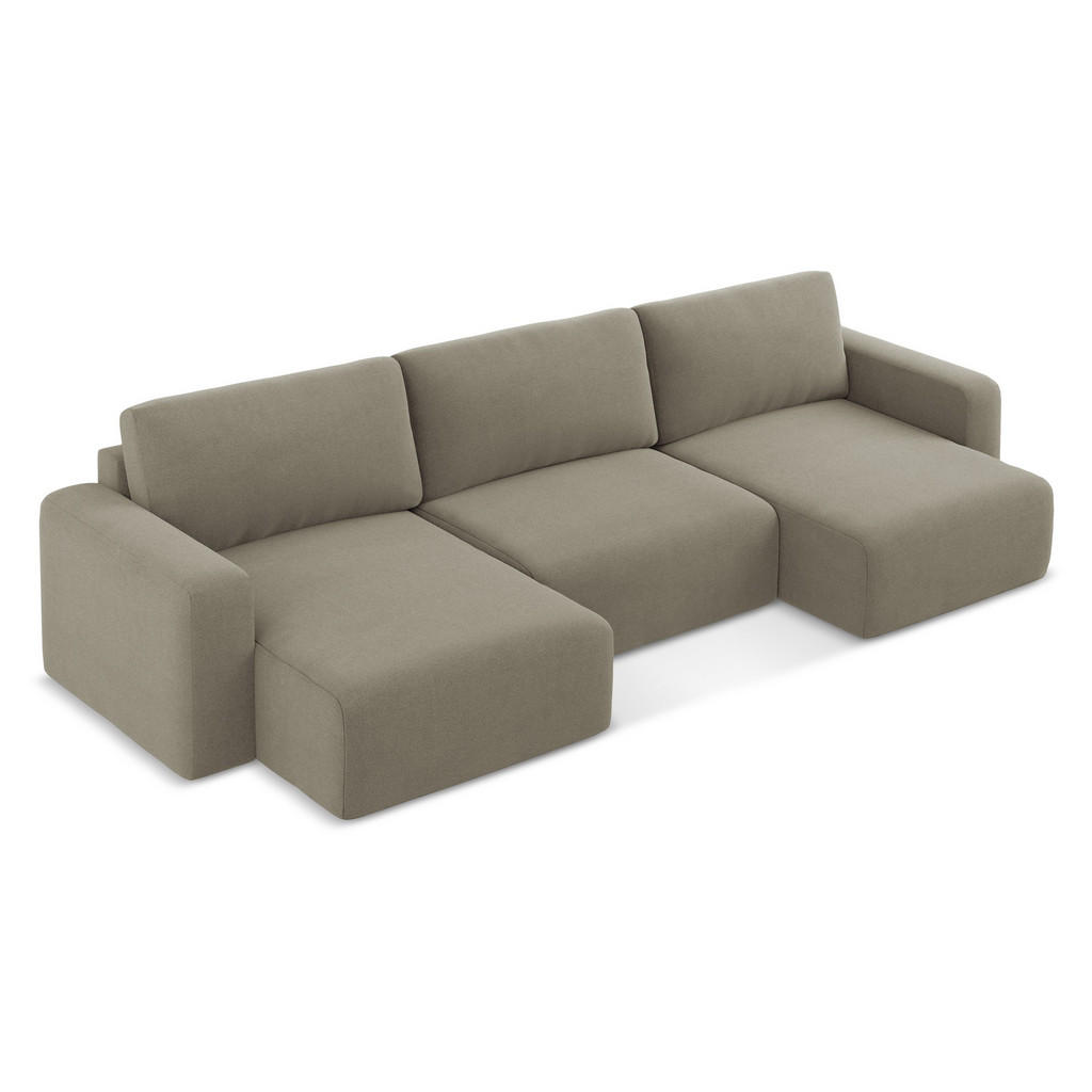 Thumbnail - Makamii Wohnlandschaft, Cappuccino, Textil, 4-Sitzer, Füllung: Schaumstoff, U-Form, 332x79x149 cm, Made in EU, Wohnzimme...