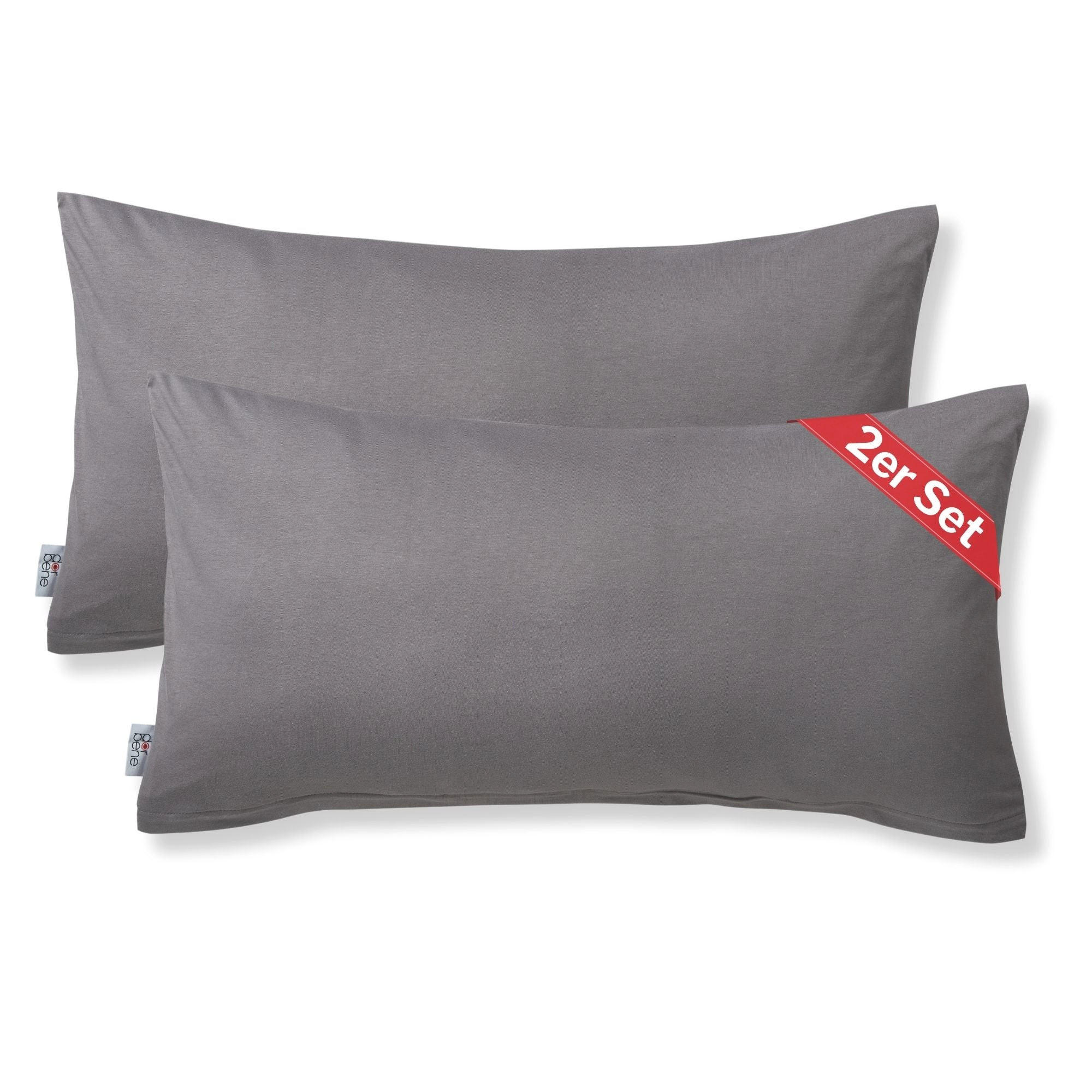 KISSENBEZUG Soft Jersey 2er-Set 40/80 cm - Anthrazit, Naturmaterialien (40/80cm) - DarBene